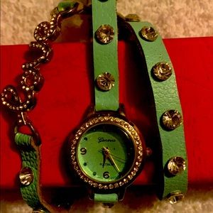 Geneva women's watch aqua blue band and face